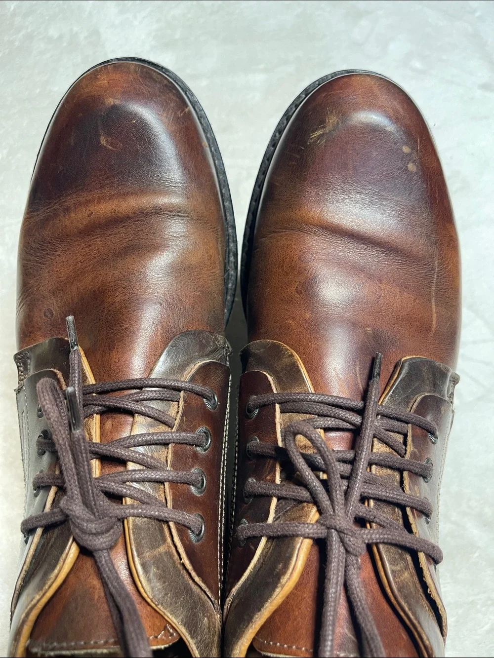 Men's Brown Leather Chukka Boots – Classic Lace-Up Workstyle Size 13 M